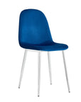 Chaise SCANDINAVE velours BLEU pied CHROME