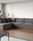 Canapé le BRISTOLA angle gauche velours gris 315x230cm