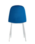 Chaise SCANDINAVE velours BLEU pied CHROME