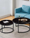Lot de 2 tables Basses Gigogne ARTO métal noir et plateau en verre