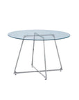 Table de repas HELOISE pied CHROME transparent 120cm de diamètre