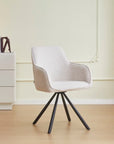 Chaise LOLA PIED METAL NOIR TISSUS ECRU ET GRIS