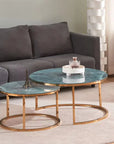 Lot de 2 tables Basses Gigogne ARTO Gold et plateau en verre