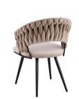Chaise CAROLINA PIED METAL NOIR VELOURS BEIGE, TAUPE, ANTHRACITE ET LIGHT GRIS