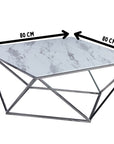 Table Basse ALINA Chrome plateau en verre trempé 80x80x45 cm