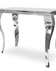 Console BAROQUE Chrome plateau en verre 110x50x85 cm