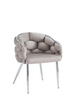 Chaise BALLON pied chrome velours NOIR, BEIGE et TAUPE