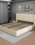 LIT DOUBLE COFFRE CAMILLE en velours 180X200CM