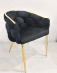 Chaise BALLON pied GOLD velours NOIR, TAUPE, BEIGE et ANTHRACITE