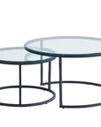 Lot de 2 tables Basses Gigogne ARTO métal noir et plateau en verre