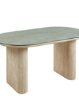 Table à manger ROXY EFFET TRAVERTIN PLATEAU TRANSPARENT 160x90x75cm
