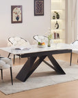 Table repas EXTENSIBLE GARCIA METAL NOIR MARBRE BLANC 160x90 / 200x90 cm