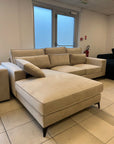 Canapé MADRID angle gauche velours beige 265x200cm