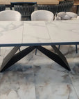 Table repas EXTENSIBLE GARCIA METAL NOIR MARBRE BLANC 160x90 / 200x90 cm