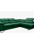 Canapé TOULOUSE CONVERTIBLE ANGLE DROIT velours BEIGE et VERT 275x202cm
