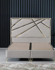 Lit adulte PARIS COFFRE taupe dore 160x200cm