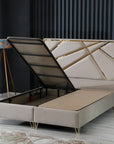 Lit adulte PARIS COFFRE taupe dore 160x200cm