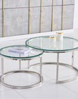 Lot de 2 tables Basses Gigogne ARTO inox et plateau en verre