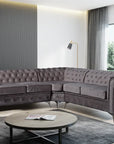 Canapé d'angle clouté TIFFANY velours ANTHRACITE