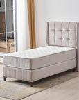 Lit ALBA COFFRE GRIS ET BEIGE 90x190cm