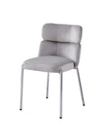 CHAISE STEPHANY VELOURS ARGENT