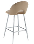 TABOURET DE BAR TEDDY PIED CHROME VELOURS TAUPE