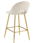 TABOURET DE BAR TEDDY PIED GOLD VELOURS BEIGE