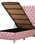 LIT COFFRE CLOUTE 90X190 ROSE