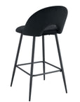 TABOURET DE BAR TEDDY PIED METAL NOIR VELOURS NOIR