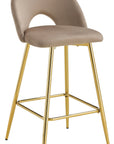 TABOURET DE BAR TEDDY PIED GOLD VELOURS TAUPE
