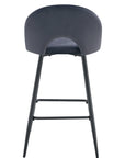 TABOURET DE BAR TEDDY PIED METAL NOIR VELOURS ANTHRACITE