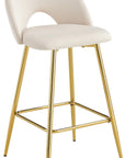 TABOURET DE BAR TEDDY PIED GOLD VELOURS BEIGE