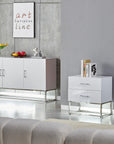 BUFFET ALYA BOIS LAQUE BLANC PIEDS CHROME