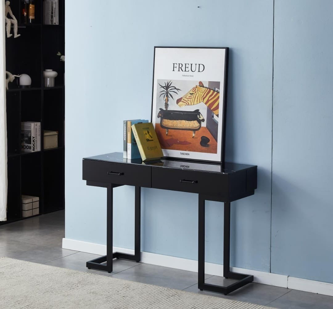 Console &amp;nbsp;- Lilas NOIR| Plateau en Verre Trempé | 120 × 40 × 80 cm