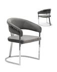 CHAISE ANA INOX VELOUR ARGENT