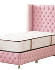 LIT COFFRE CLOUTE 90X190 ROSE