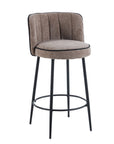 TABOURET DE BAR CATHY PIED METAL NOIR TAUPE 3D