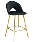 TABOURET DE BAR TEDDY PIED GOLD VELOURS NOIR