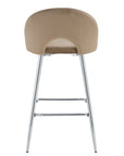 TABOURET DE BAR TEDDY PIED CHROME VELOURS TAUPE