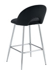 TABOURET DE BAR TEDDY PIED CHROME VELOURS NOIR