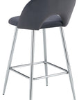 TABOURET DE BAR TEDDY PIED CHROME VELOURS ANTHRACITE