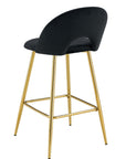 TABOURET DE BAR TEDDY PIED GOLD VELOURS NOIR