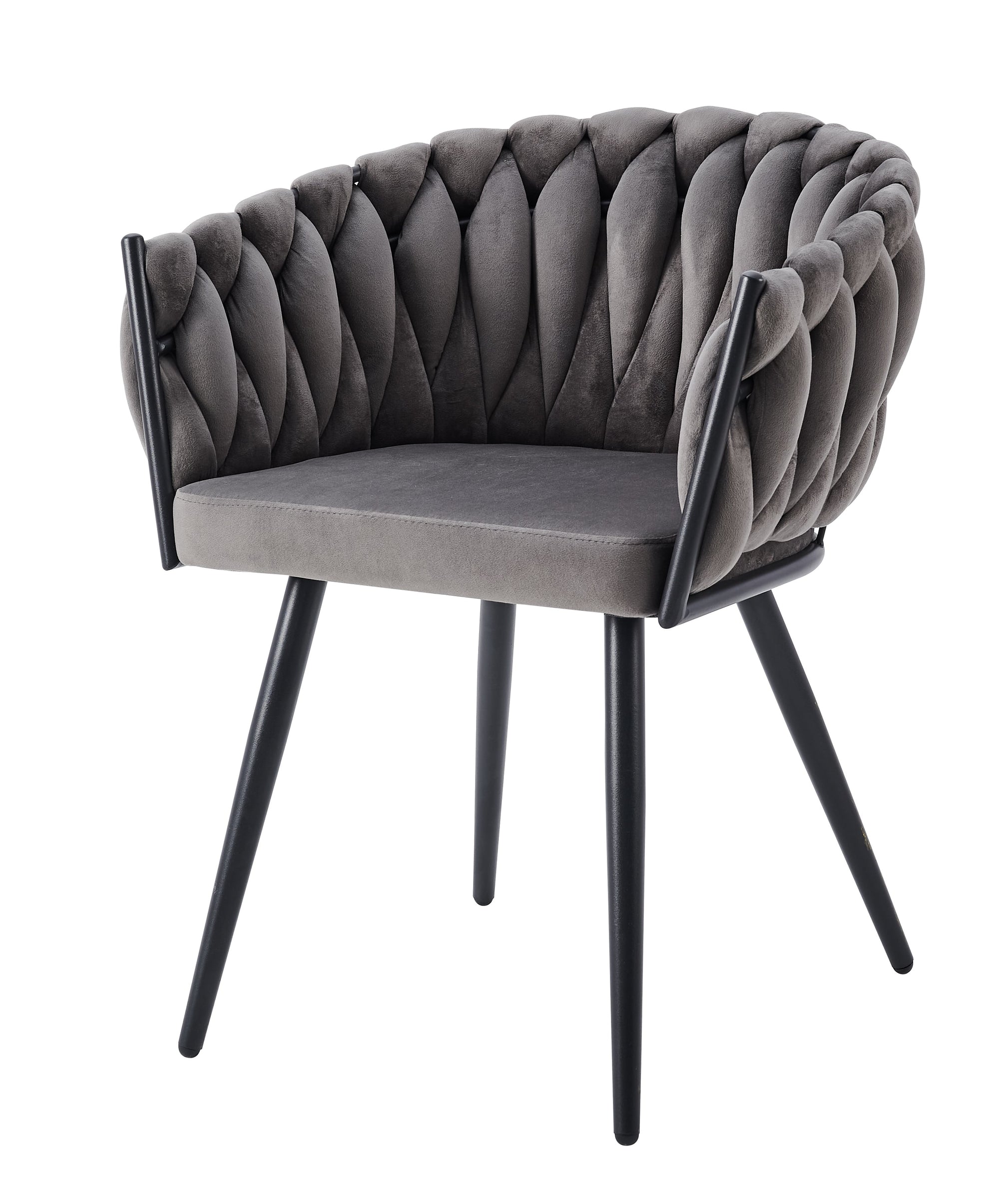Lot de 2 chaises TRESSEES Velours Pied en métal noir