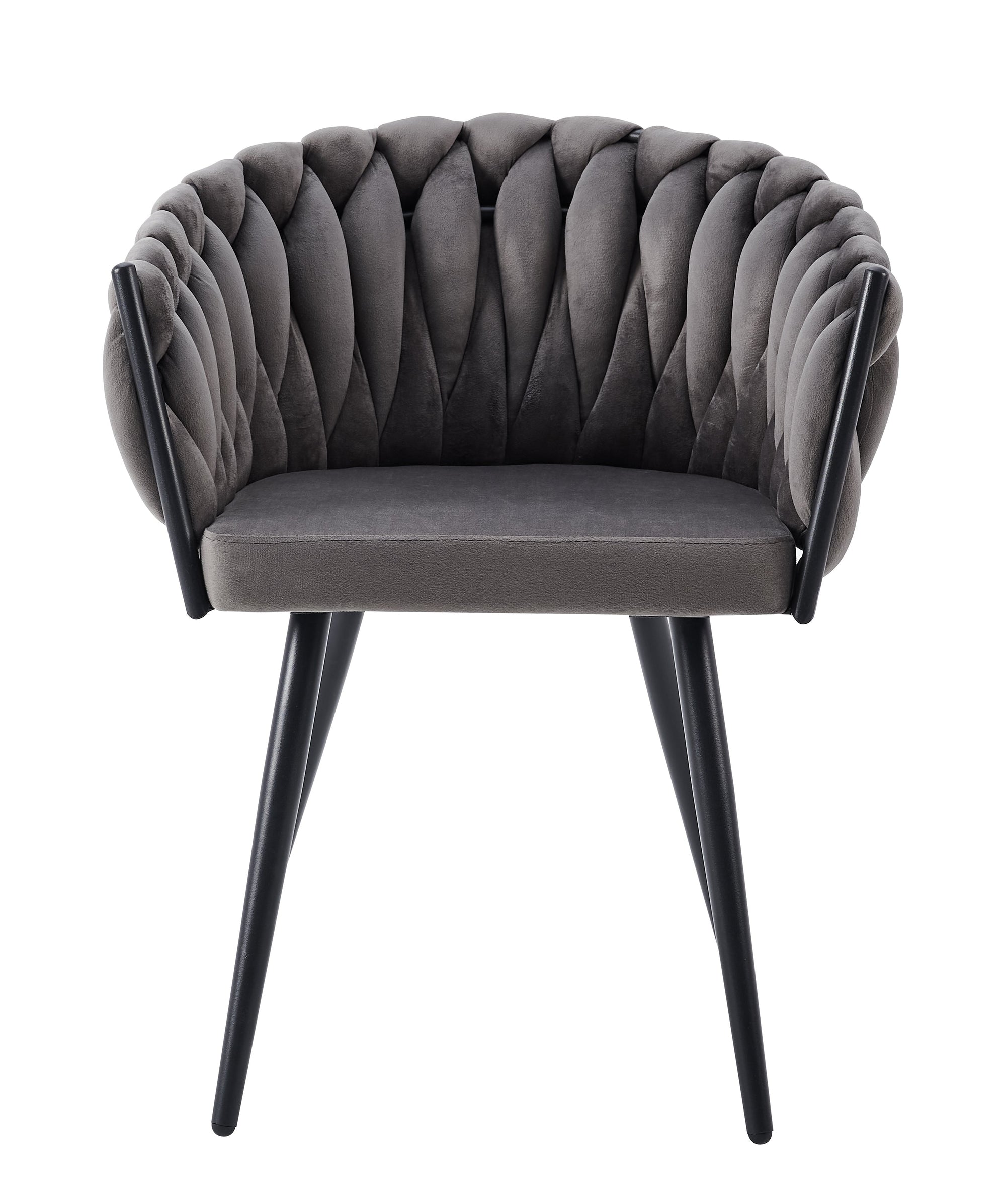 Lot de 2 chaises TRESSEES Velours Pied en métal noir