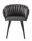 Lot de 2 chaises TRESSEES Velours Pied en métal noir
