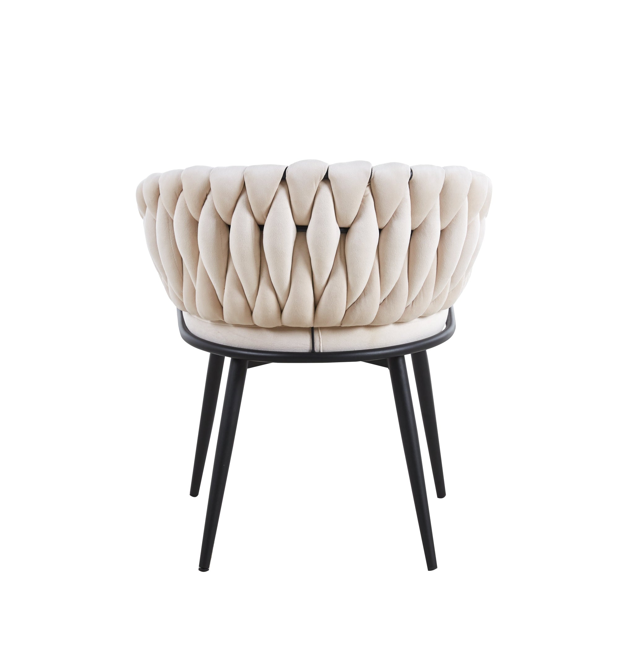 Lot de 2 chaises TRESSEES Velours Pied en métal noir
