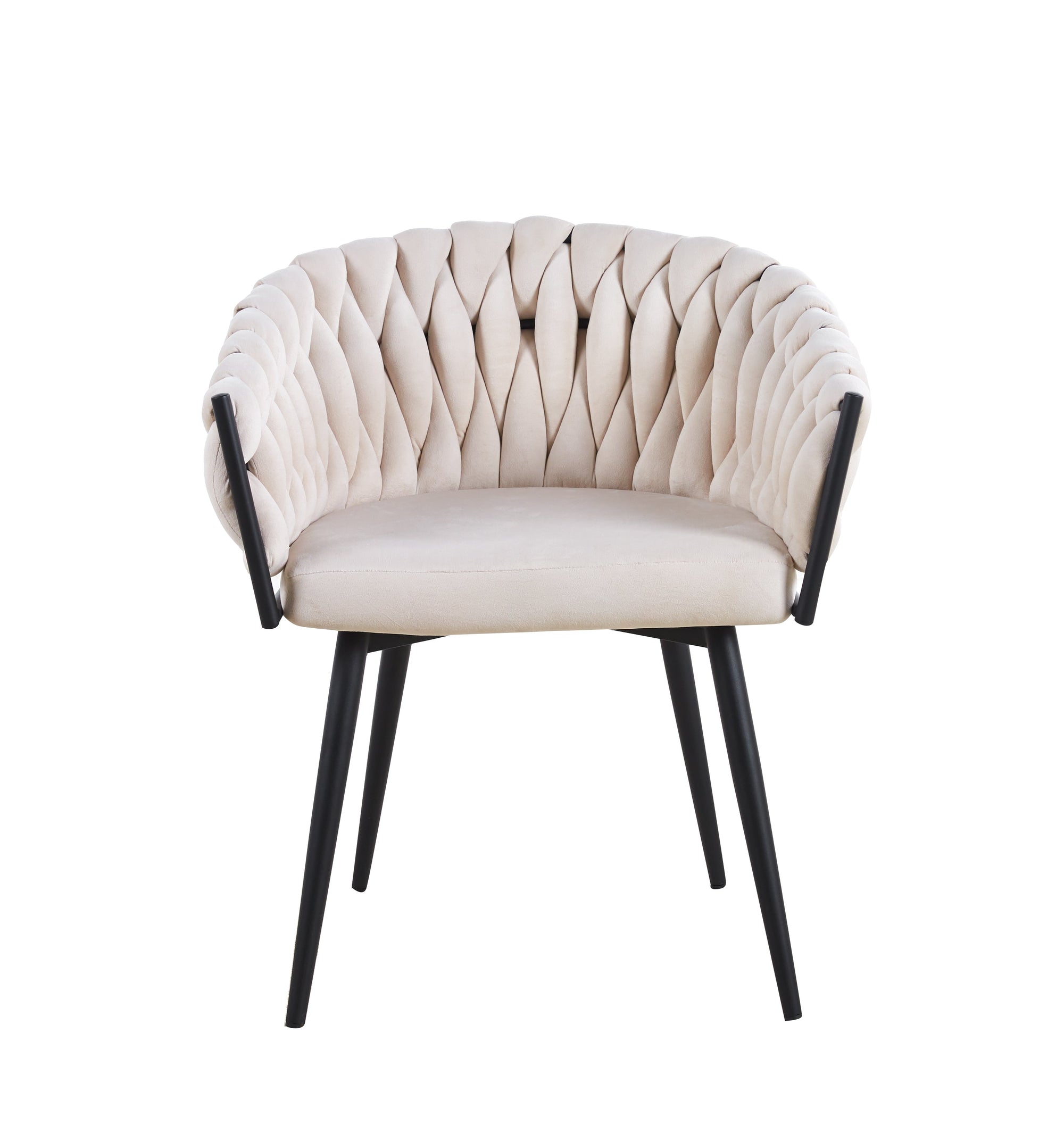 Lot de 2 chaises TRESSEES Velours Pied en métal noir