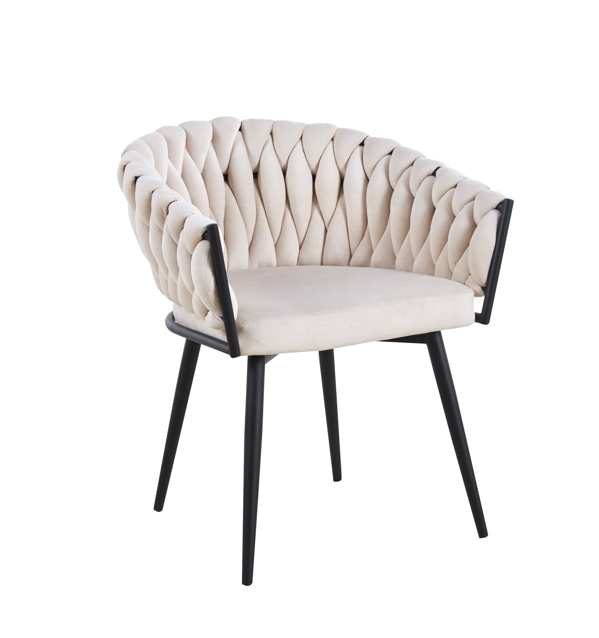 Lot de 2 chaises TRESSEES Velours Pied en métal noir