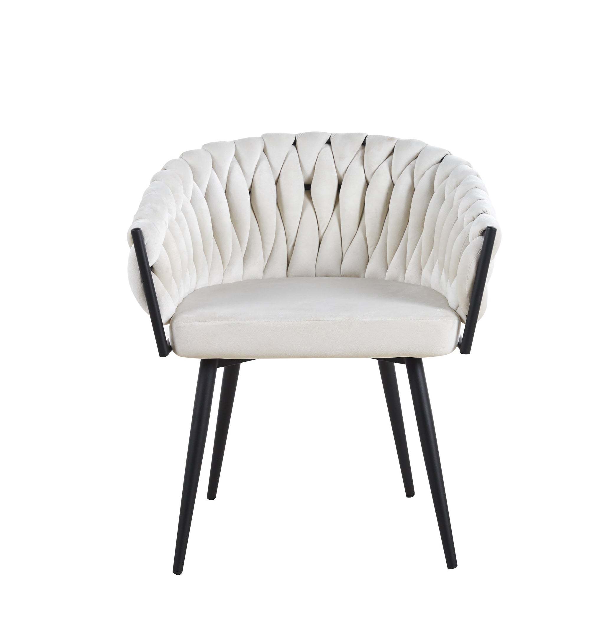 Lot de 2 chaises TRESSEES Velours Pied en métal noir