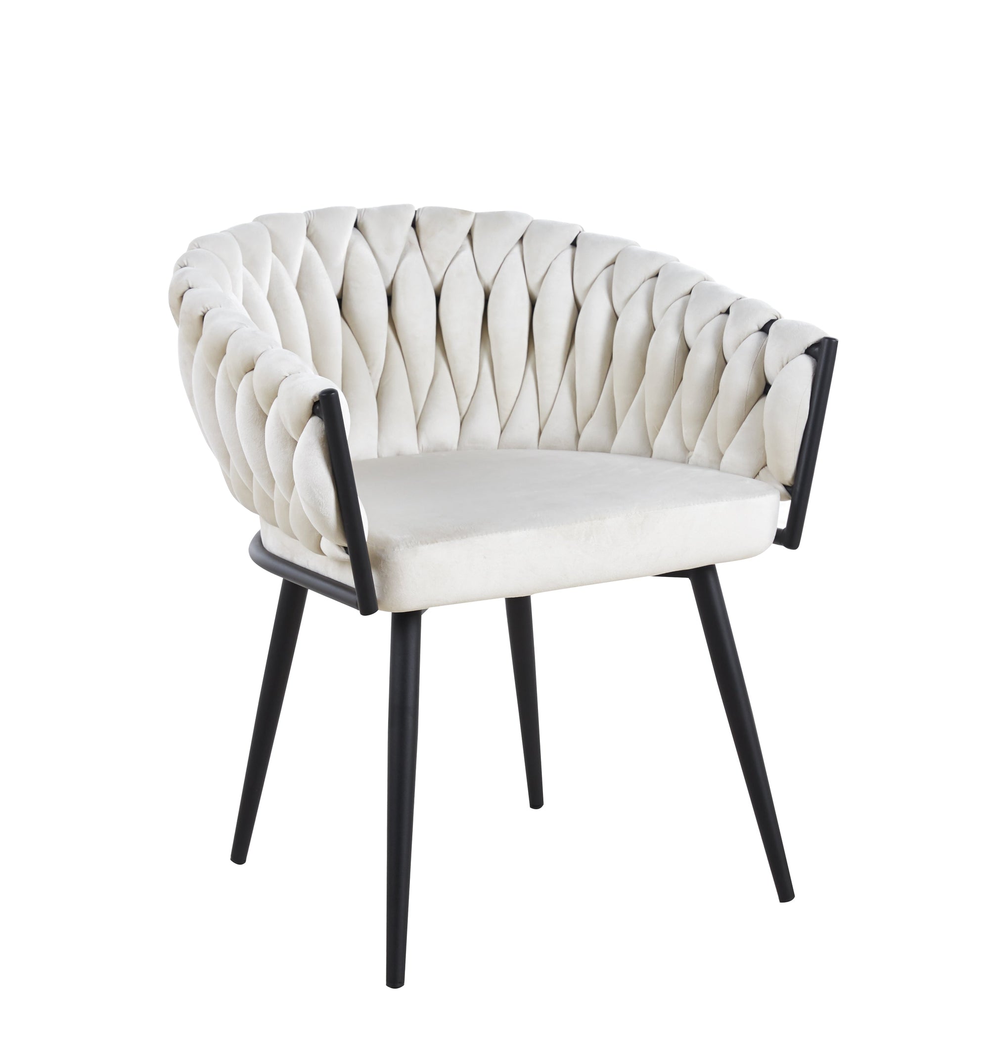 Lot de 2 chaises TRESSEES Velours Pied en métal noir